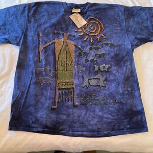 The Mountain Men's Vintage Ancient Cave Art Graphic Tie-Dye Shirt 3XL NWT